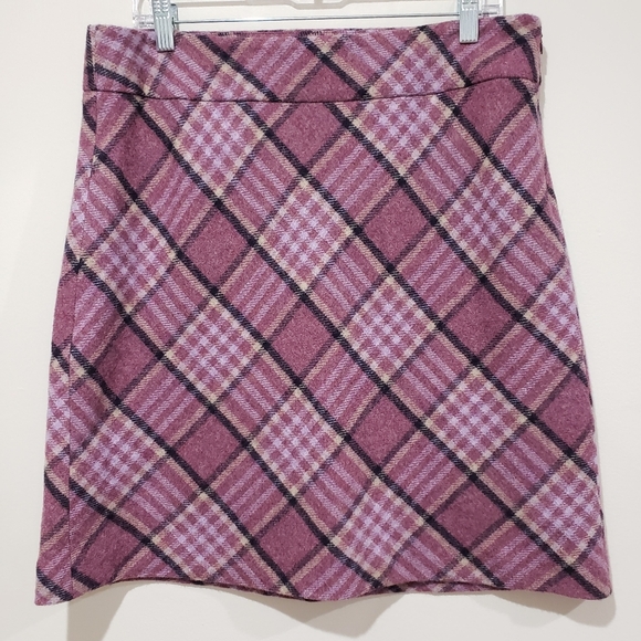 Talbolts Wool Blend Skirt Size 12 Pink Plaid Academia Preppy Casual Collegiate - Picture 2 of 14